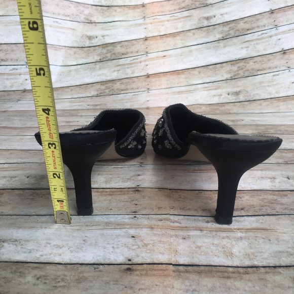 SZ 9 Bedazzled Heeled Mules - Picture 3 of 5